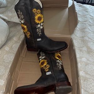 sunflower embroidered boots